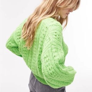 💚TEMP PRICE!💚NWT Topshop Cable Knit Sweater in Medium Green, Sz. M